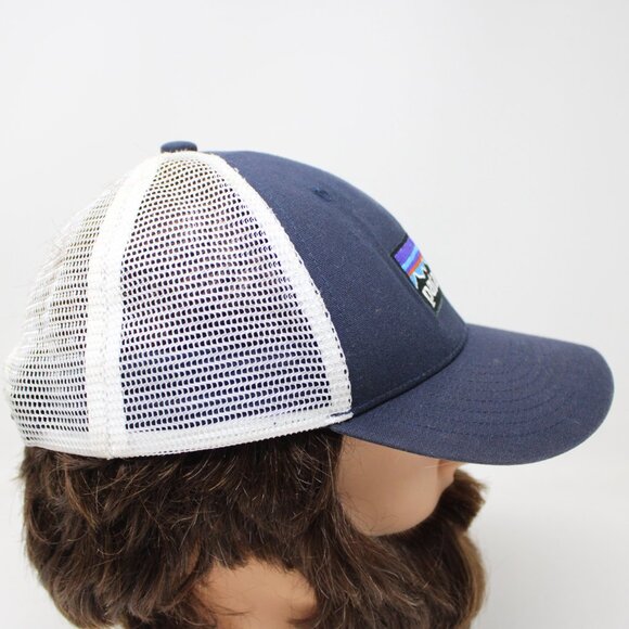Patagonia Trucker Hat Womens Blue & White Adjustable Mesh Back Patch Logo Cap - Picture 7 of 10